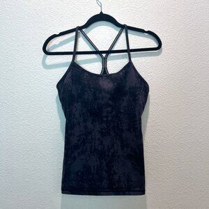 Lululemon Power Y Tank Top Racerback Built in Bra Black and Grey Size 4
